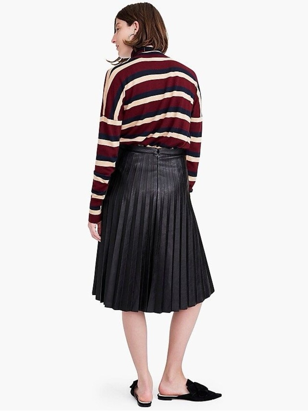 J.Crew Faux Leather Pleated Skirt in Black - EUC - Picture 9 of 15